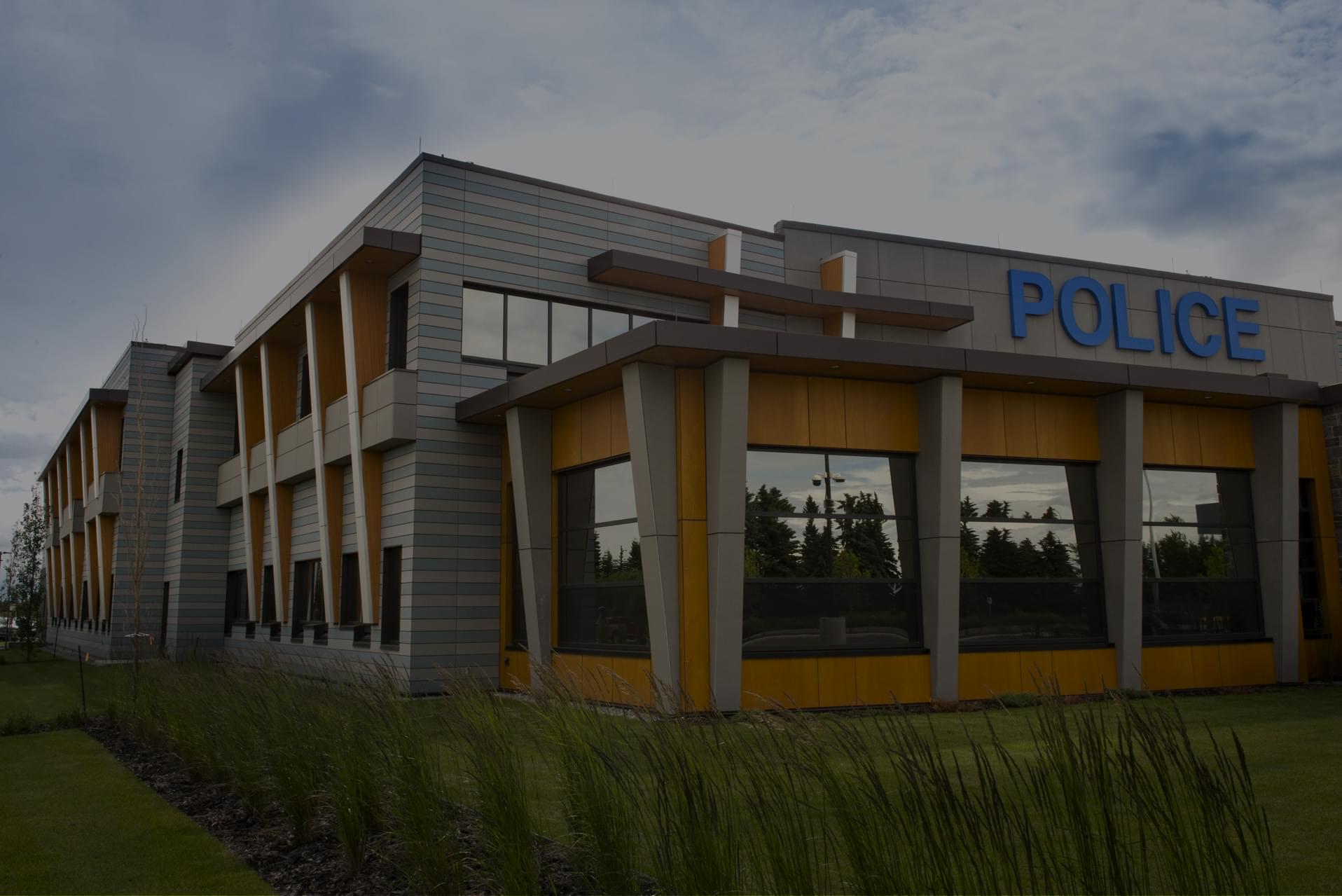 Outside of a police station